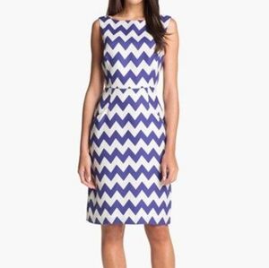 Kate Spade Chevron Patterned Blue and White Dress